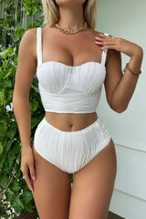 Wave Texture Cut Out Bikini Swimsuit Set