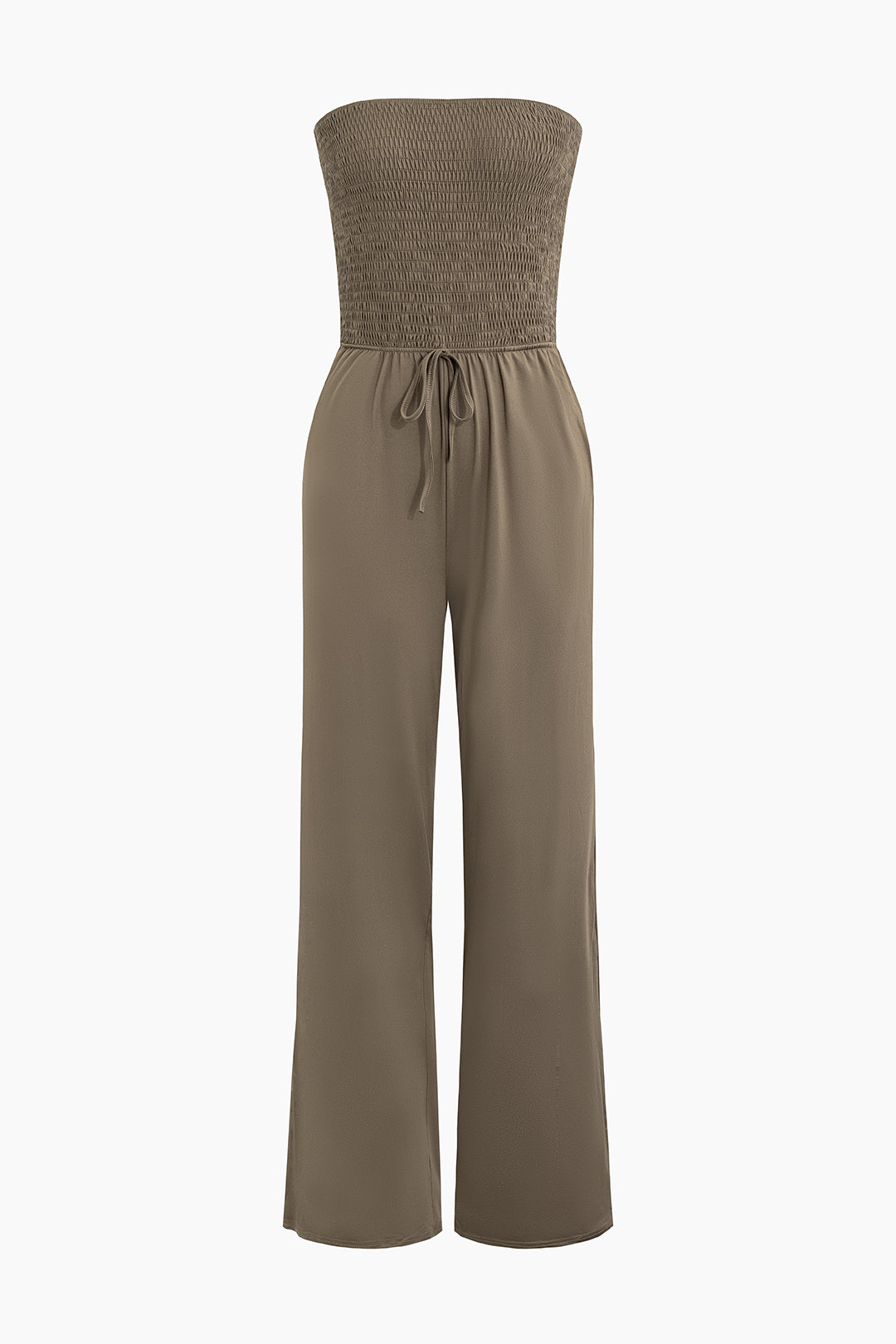 Tie Front Strapless Jumpsuit