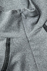 Zipper Mock Neck Stitch Detail Long Sleeve Top