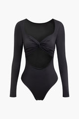 Twist Cut Out V-neck Long Sleeve Bodysuit