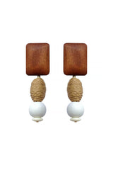 Wood Geometric Drop Earrings