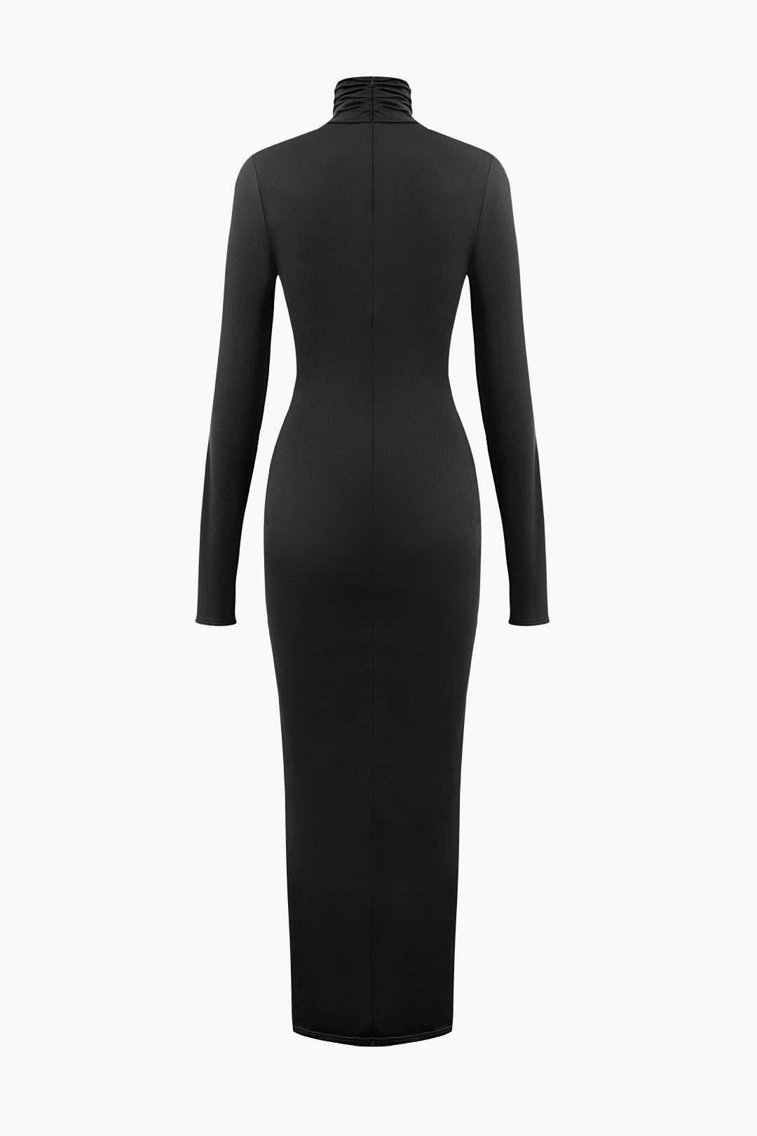 Wrap Ruched High Neck Long Sleeve Maxi Dress