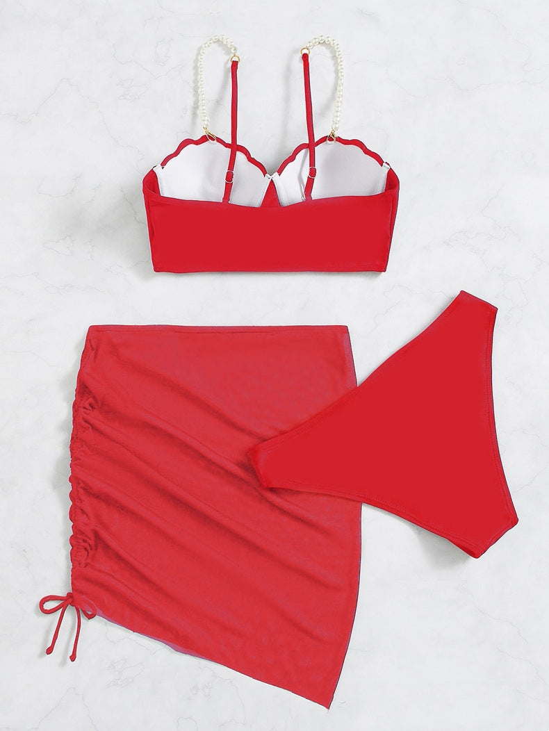 Women's Three-piece Solid Color Bikini