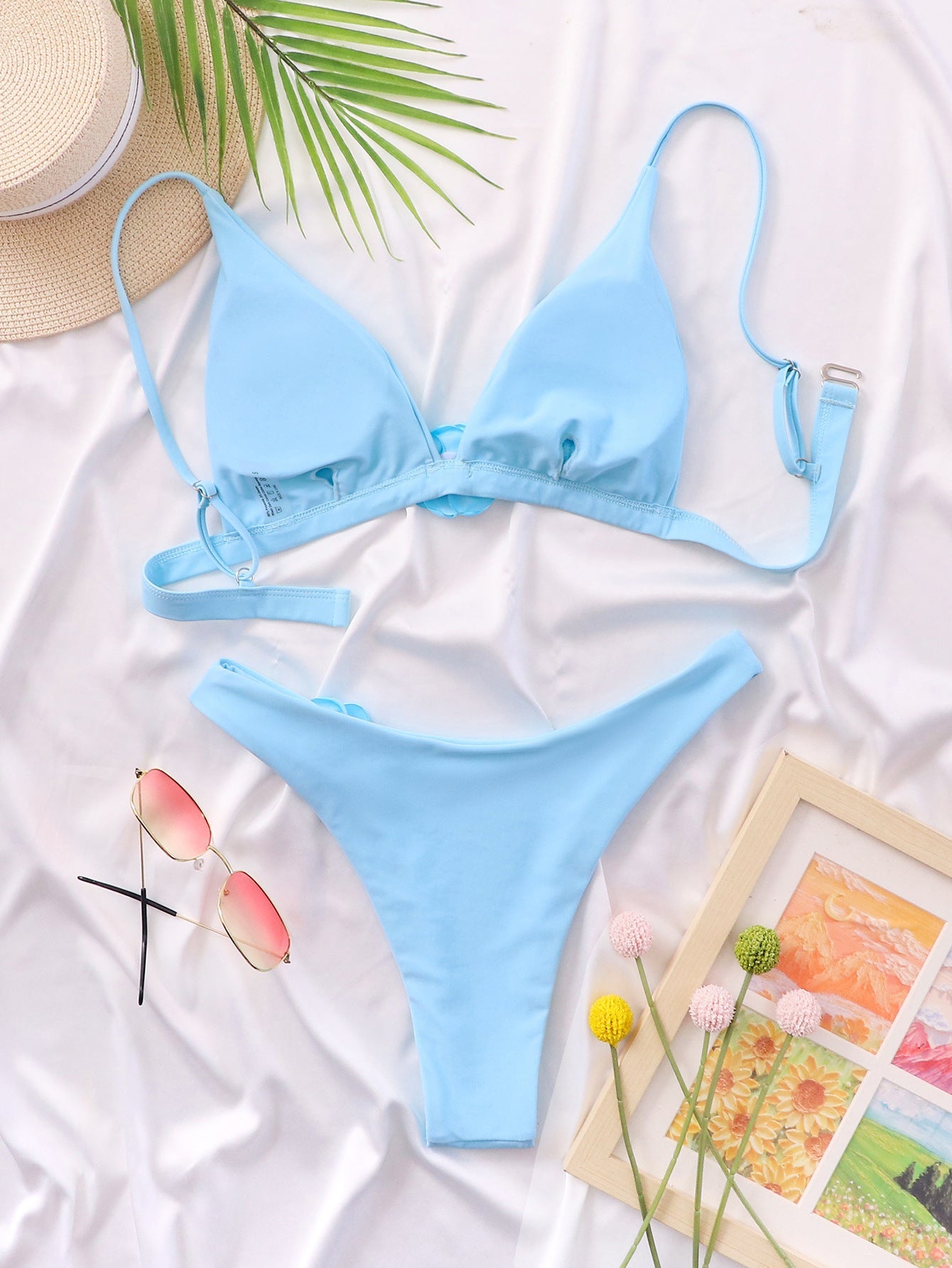 Solid Color Three-dimensional Flower Swimsuit