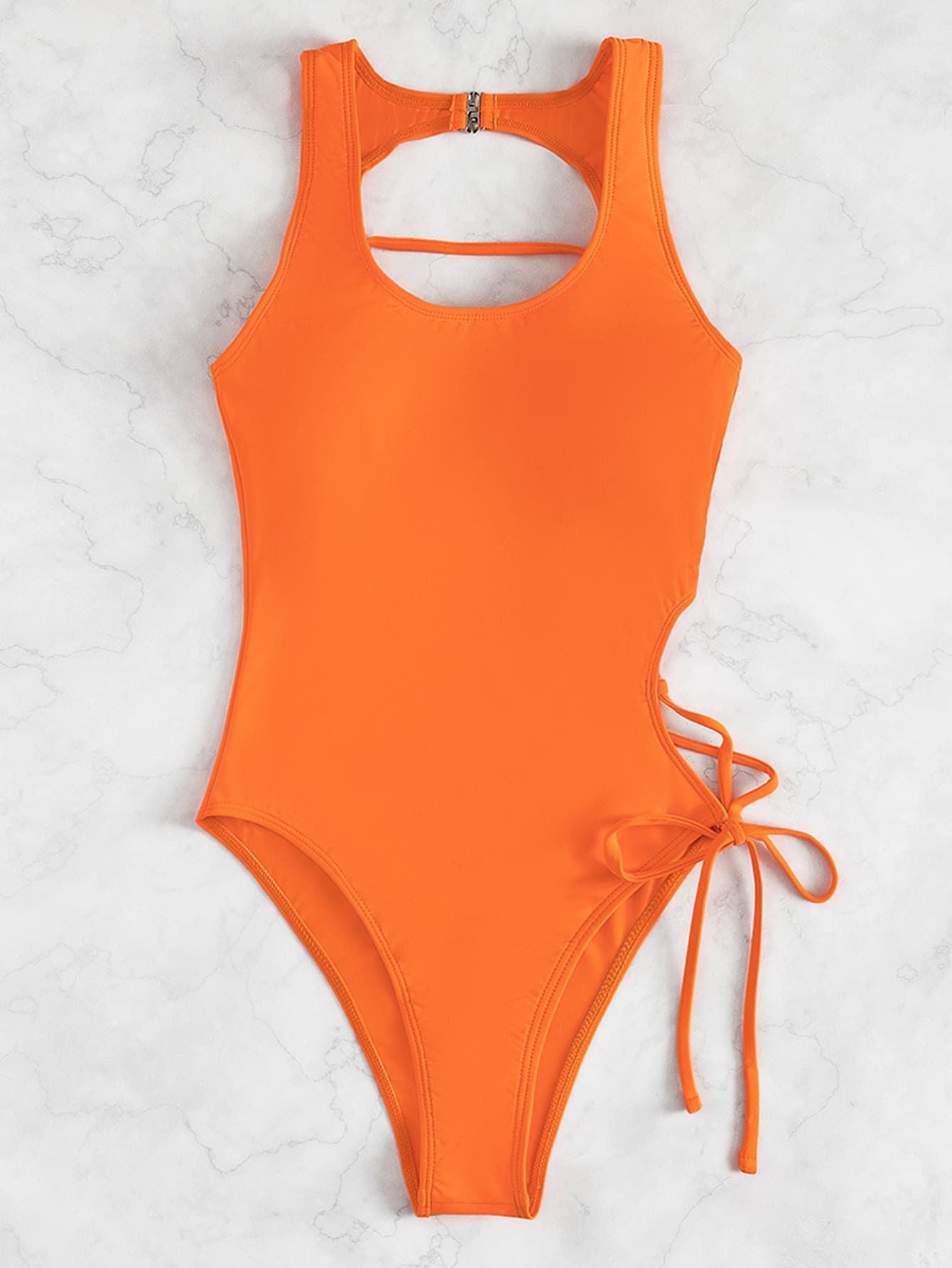 Sexy Hollow Lace Up One Piece Bikini