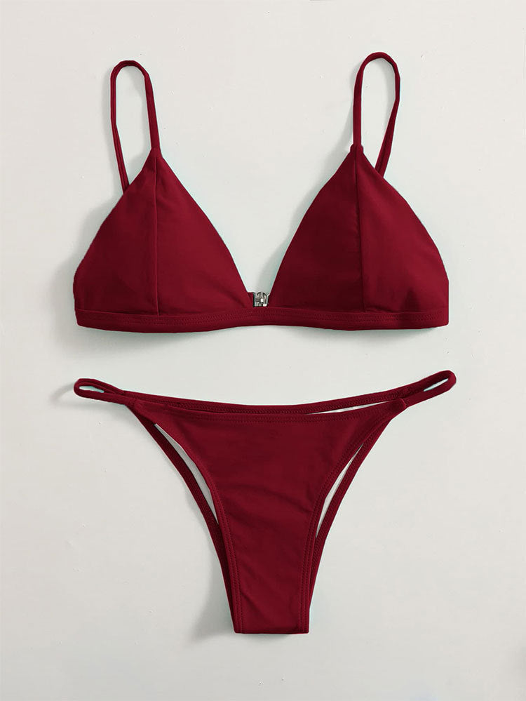 Sexy Solid Color Backless Bikini