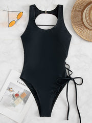 Sexy Hollow Lace Up One Piece Bikini