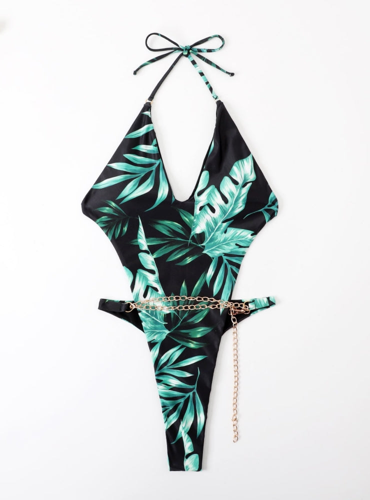 Woman One-piece Leaf Swimsuit Bikini