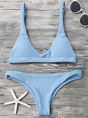 Swimwear Solid Color Beachwear Brazilian Bikini Set