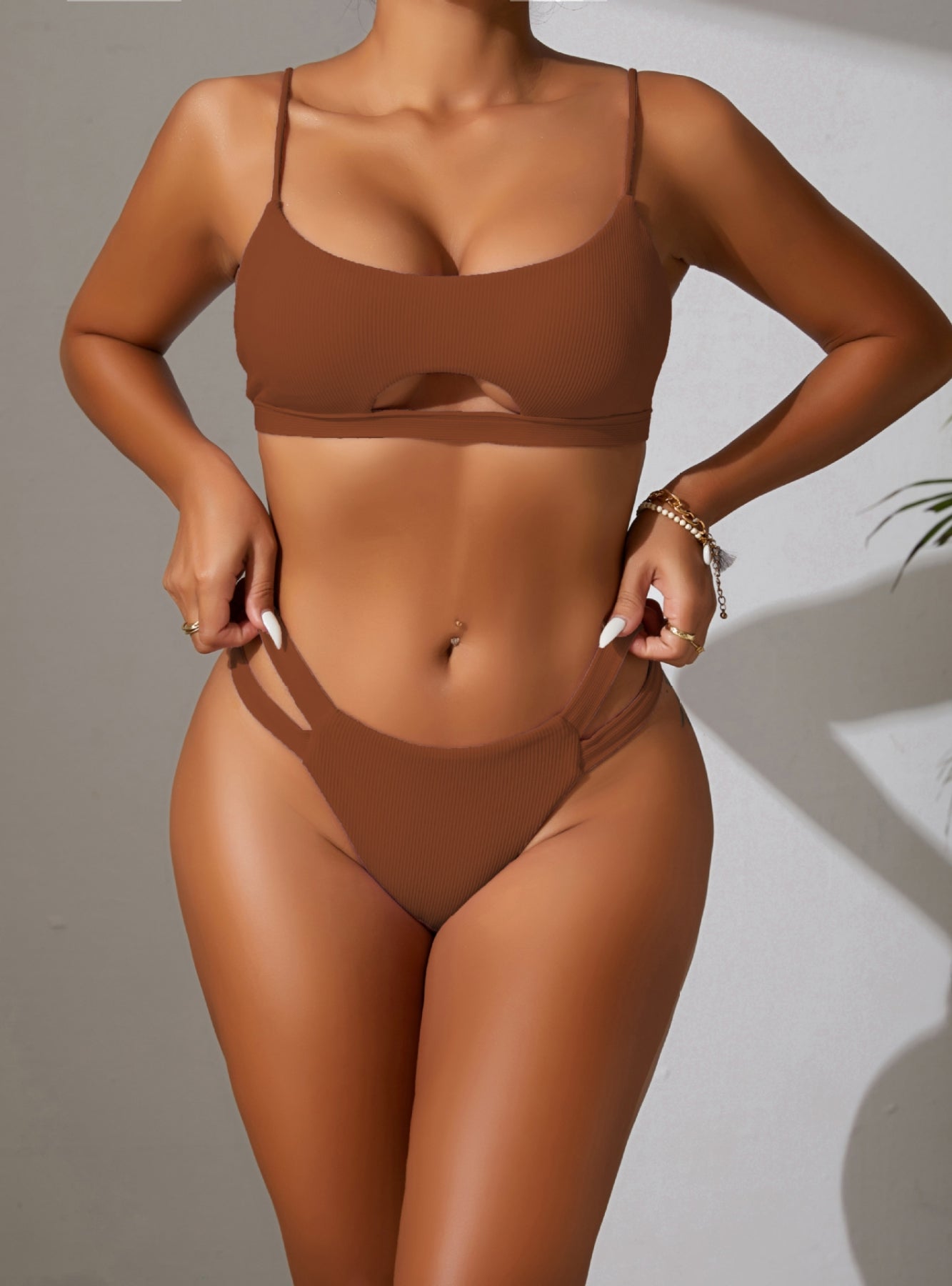 Solid Color Sexy Hollow Bikini