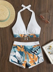 Flower Boyshort Split Bikini