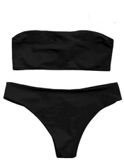 Sexy Low Waist Solid Color Strapless Swimsuit Swim