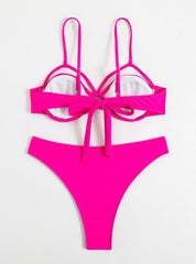 Women Solid Color Beach Bikini