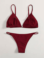 Sexy Solid Color Backless Bikini