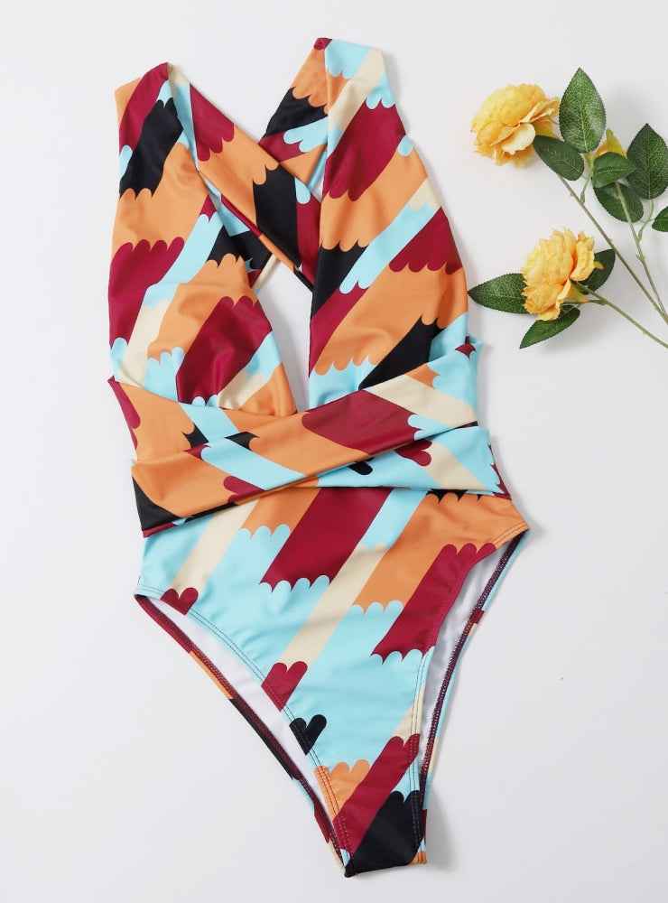 Sexy Geometric One-piece Printed Bikini