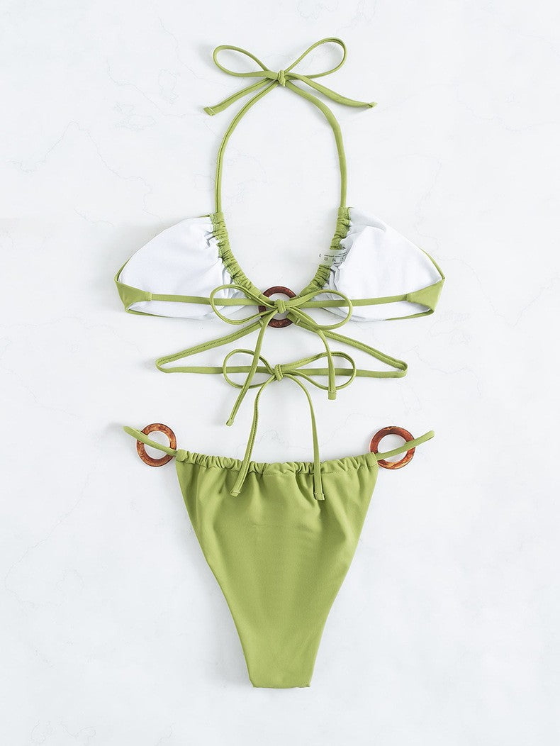 Sexy Solid Color Halter Bikini