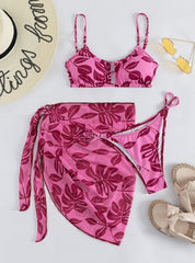 Women Printed Three-piece Bikini