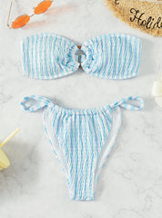 Sexy Tube Top Striped Cable Bikini