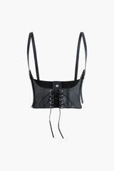 Tie Faux Leather Corset