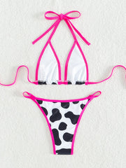 Black and White Cow Halter Sexy Bikini