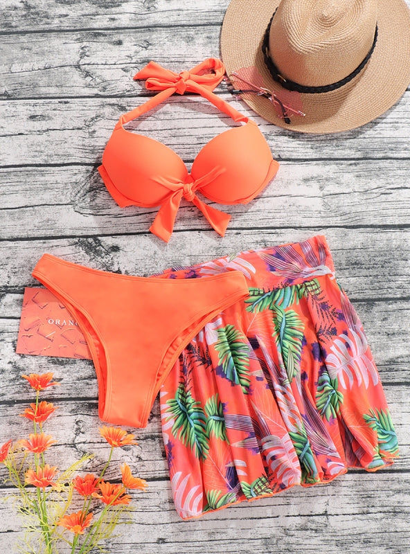 Printed Beach Sexy Three Piece Bikini