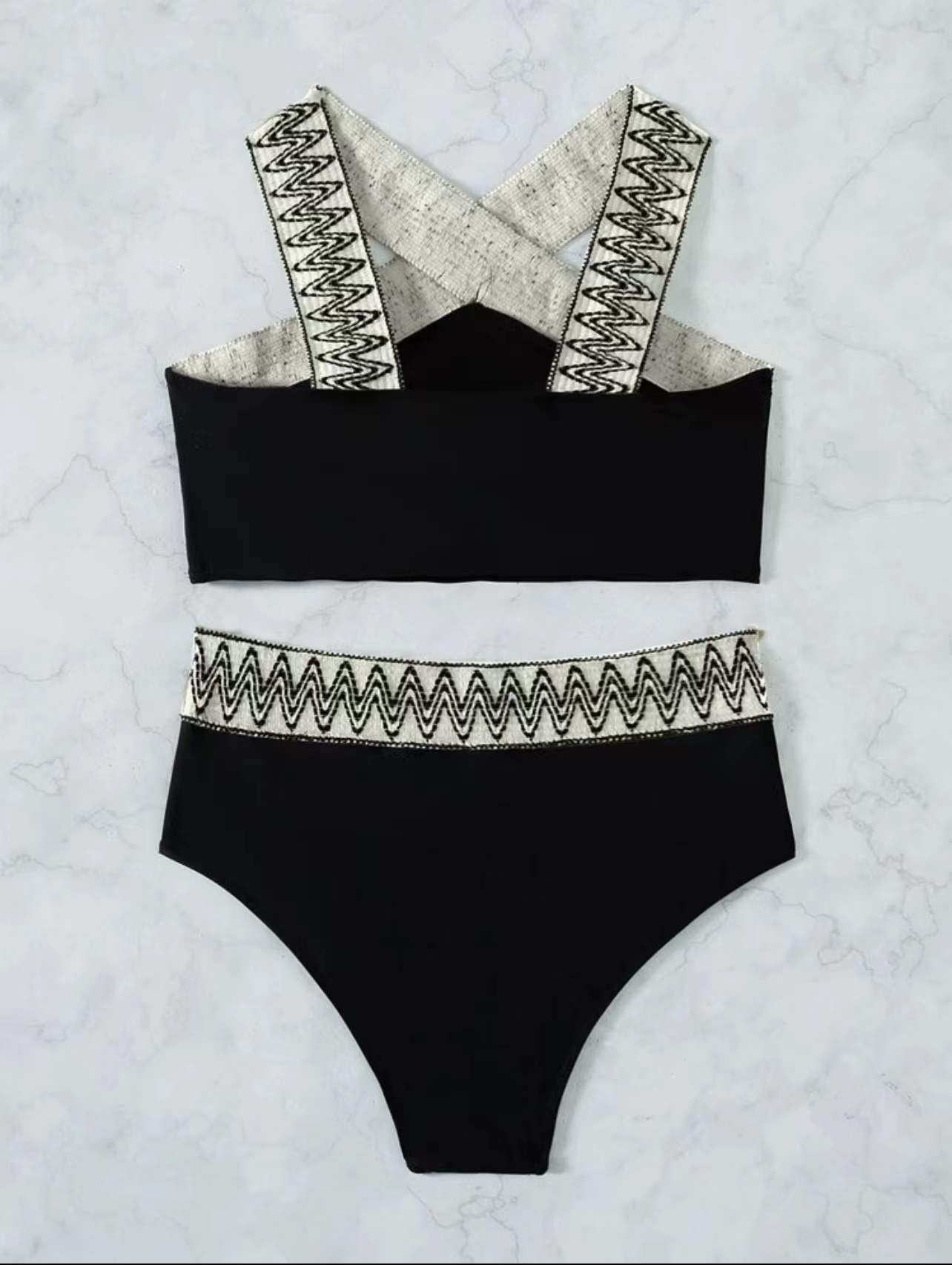 Spliced Wave Board Swimsuit Bikini