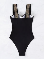 Diamond-inlaid Steel Plate Gathers Swimsuit