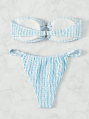 Sexy Tube Top Striped Cable Bikini