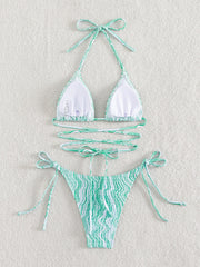 Printed Pleats Two Piece Bikini