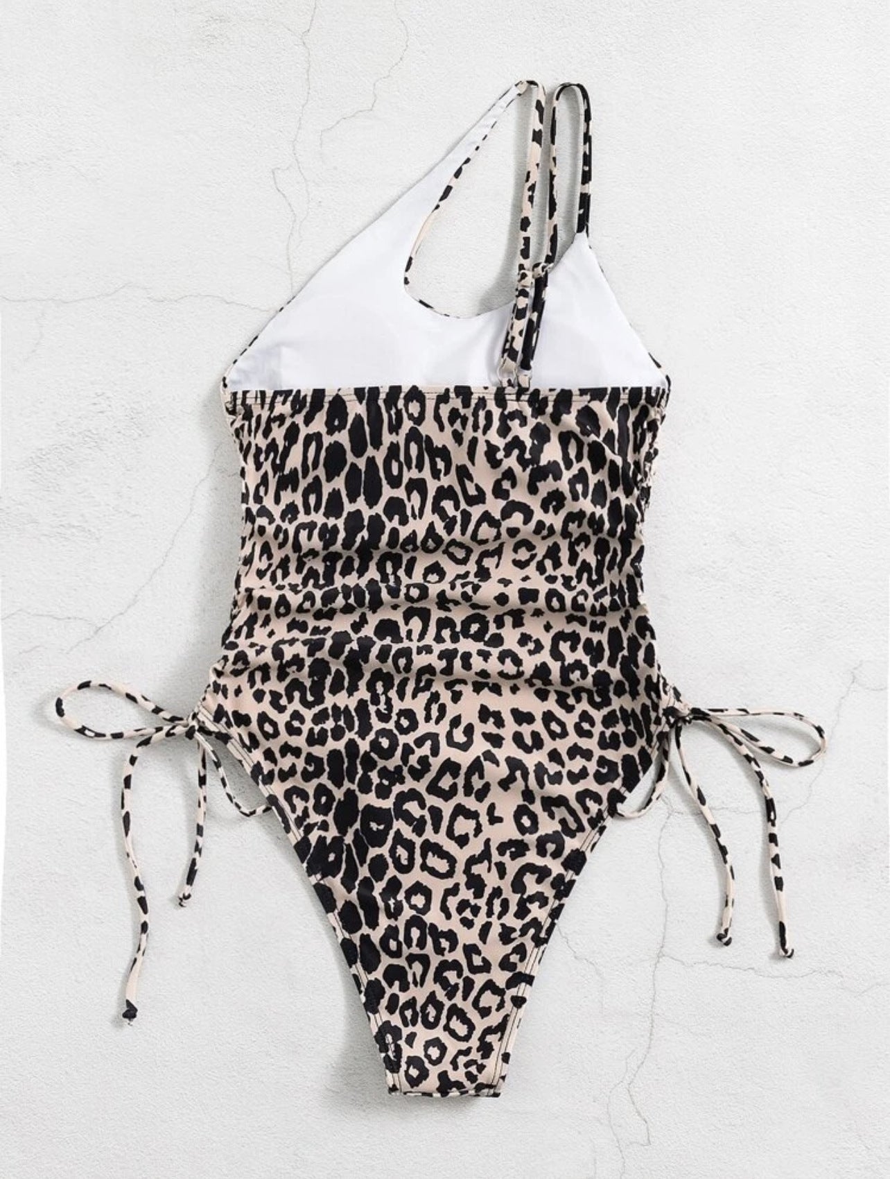 Leopard Print Drawstring Strap One-piece Bikini