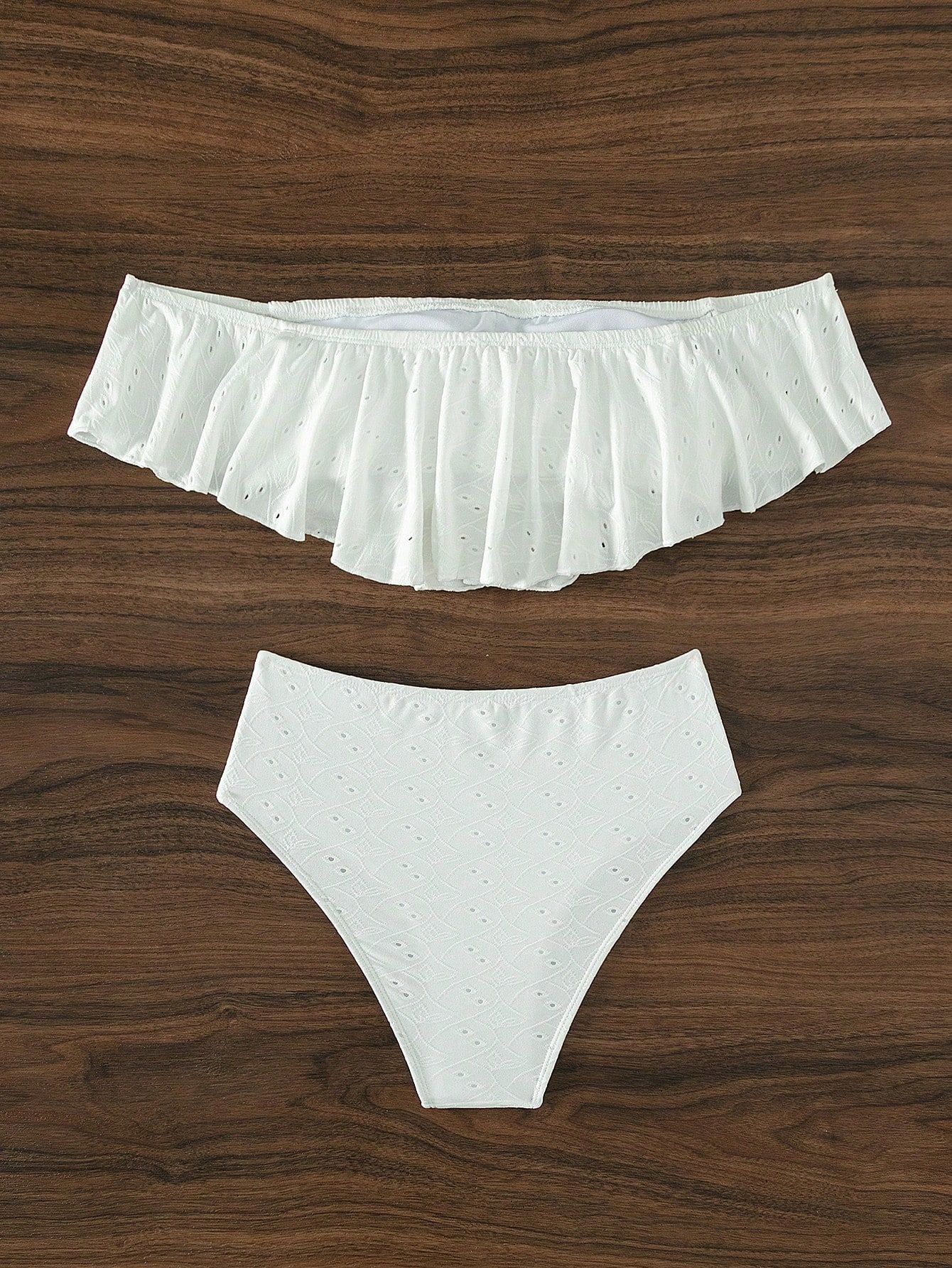 Hole Jacquard Fabric Solid Color Bikini