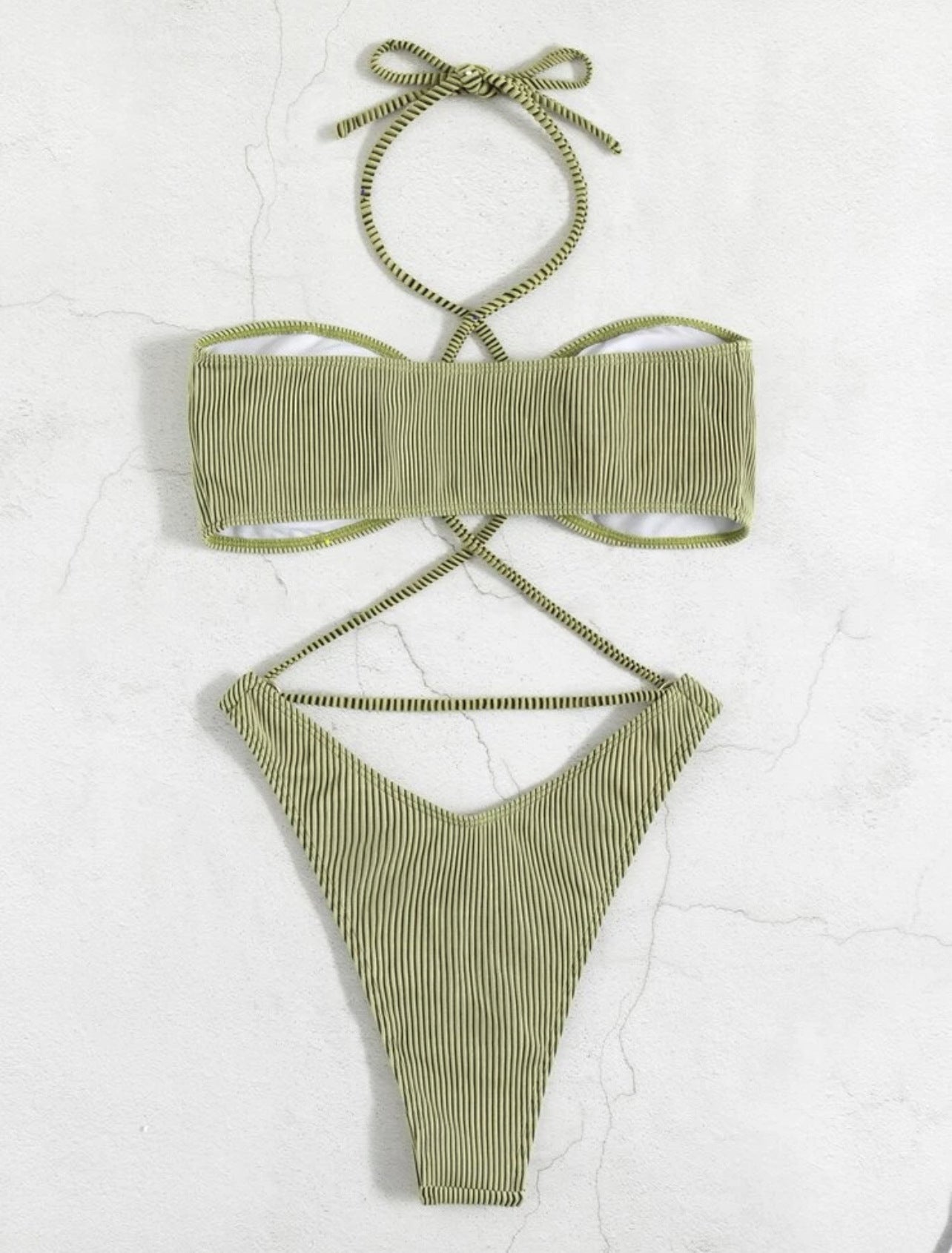 Rope Strap Split Swimsuit Bikini