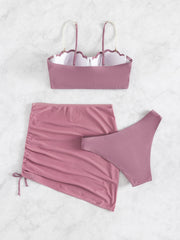 Women's Three-piece Solid Color Bikini