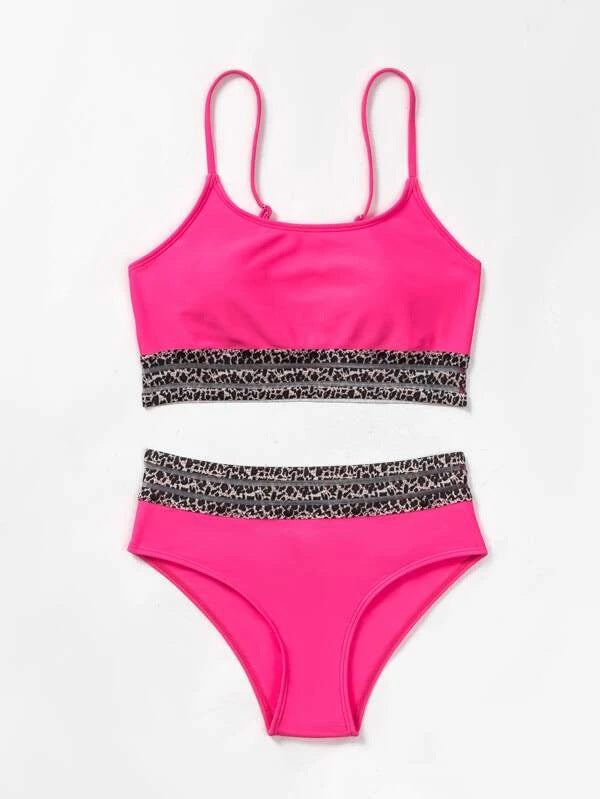 Solid Color High Waist Sexy Swimsuit Woman