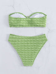 Solid Color Tube Top Hollow Bikini