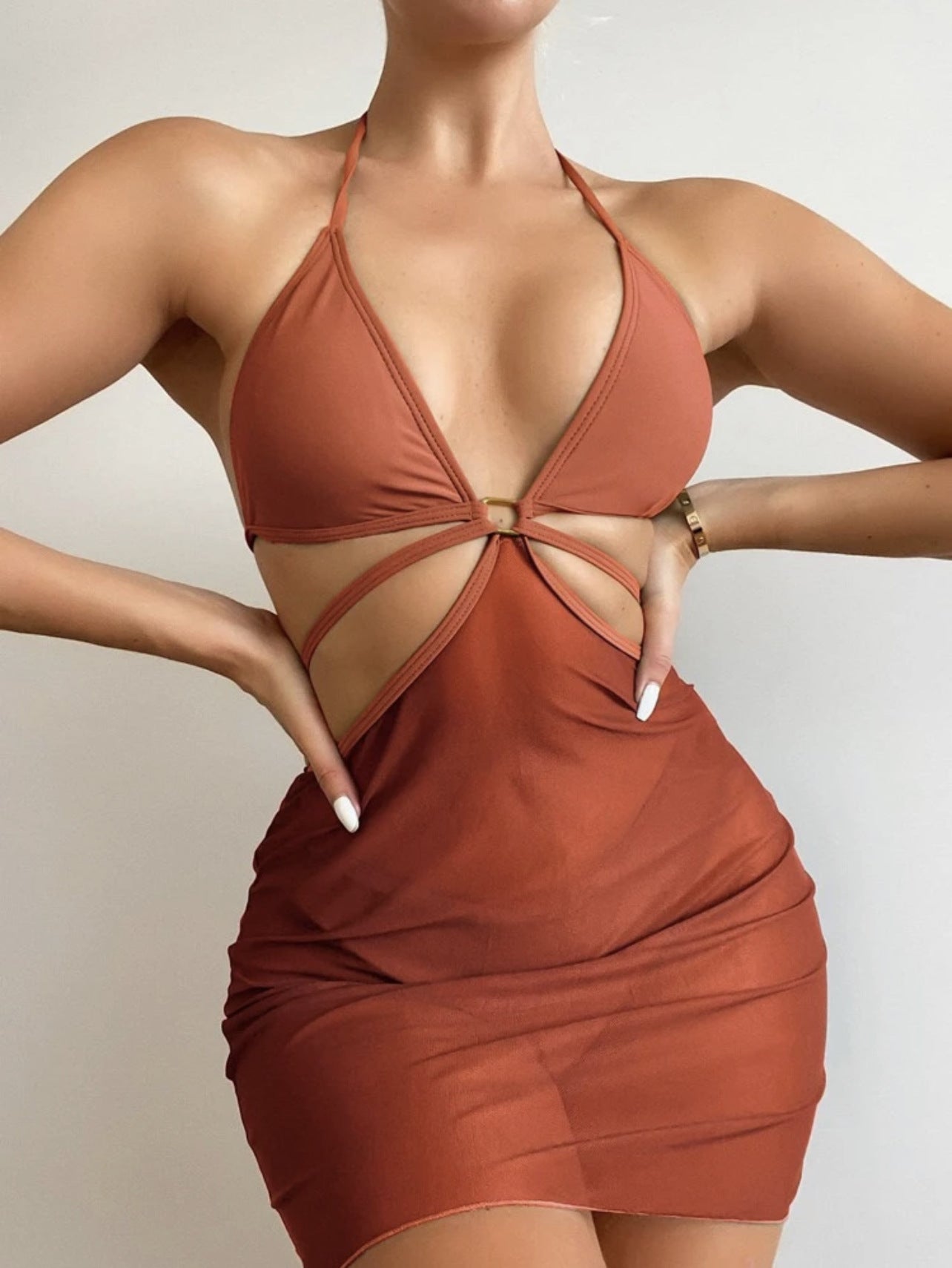 Sexy Gauze Skirt Swimsuit Three Piece Bikini