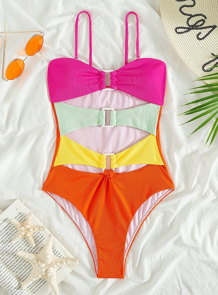 Spliced Sling One-piece Swimsuit