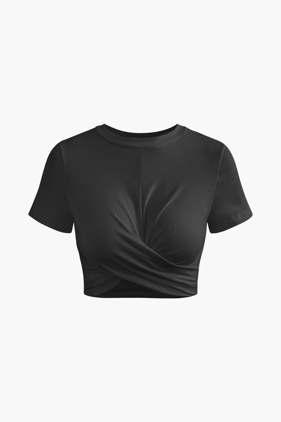 Twist Hem Rib Knit Crop T-shirt