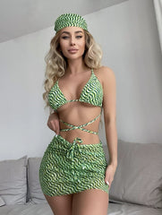 Rope Strap Sexy Three-piece Swimsuit Bikini