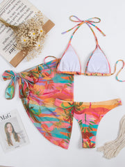 Three-piece Swimsuit Mesh Printed Beach Bikini