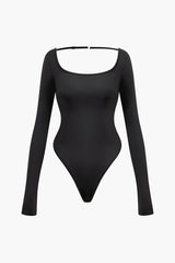 U Neck Backless Long Sleeve Bodysuit