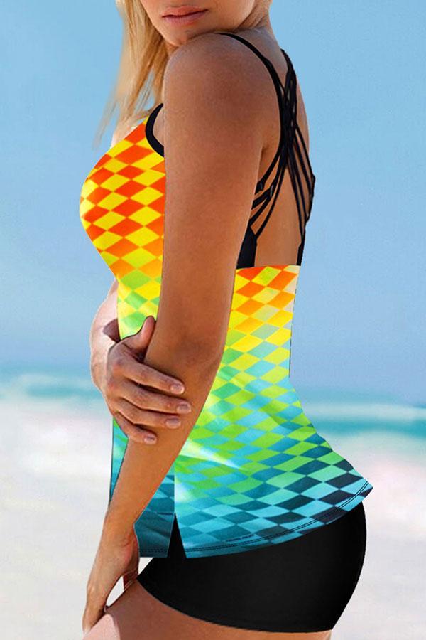 Cross Strap Print Tankini Swimwear (Clearance) FLASH SALE