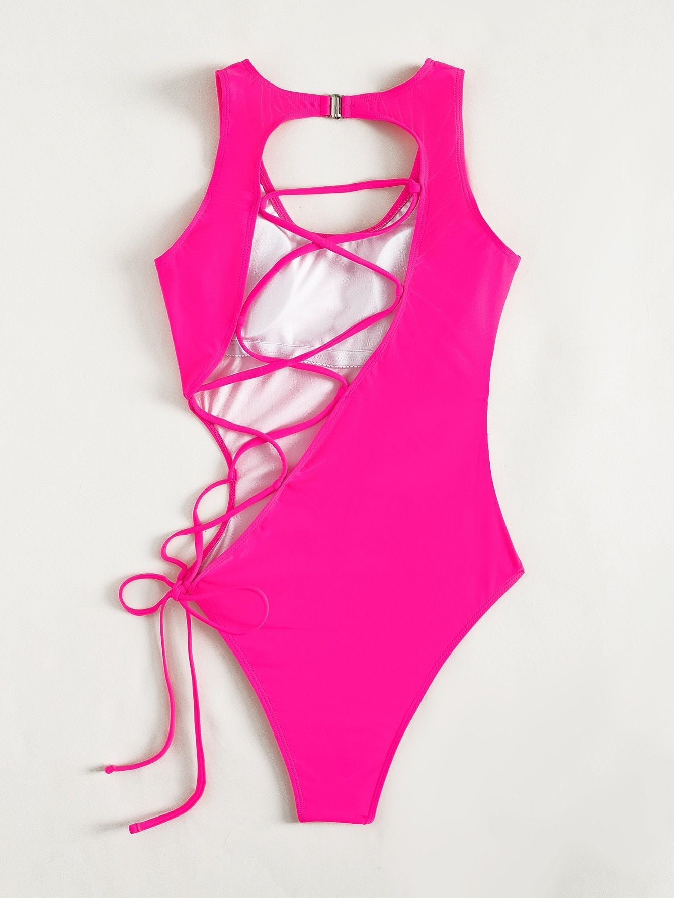 Sexy Hollow Lace Up One Piece Bikini