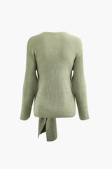 V-neck Wrap Knot Long Sleeve Sweater