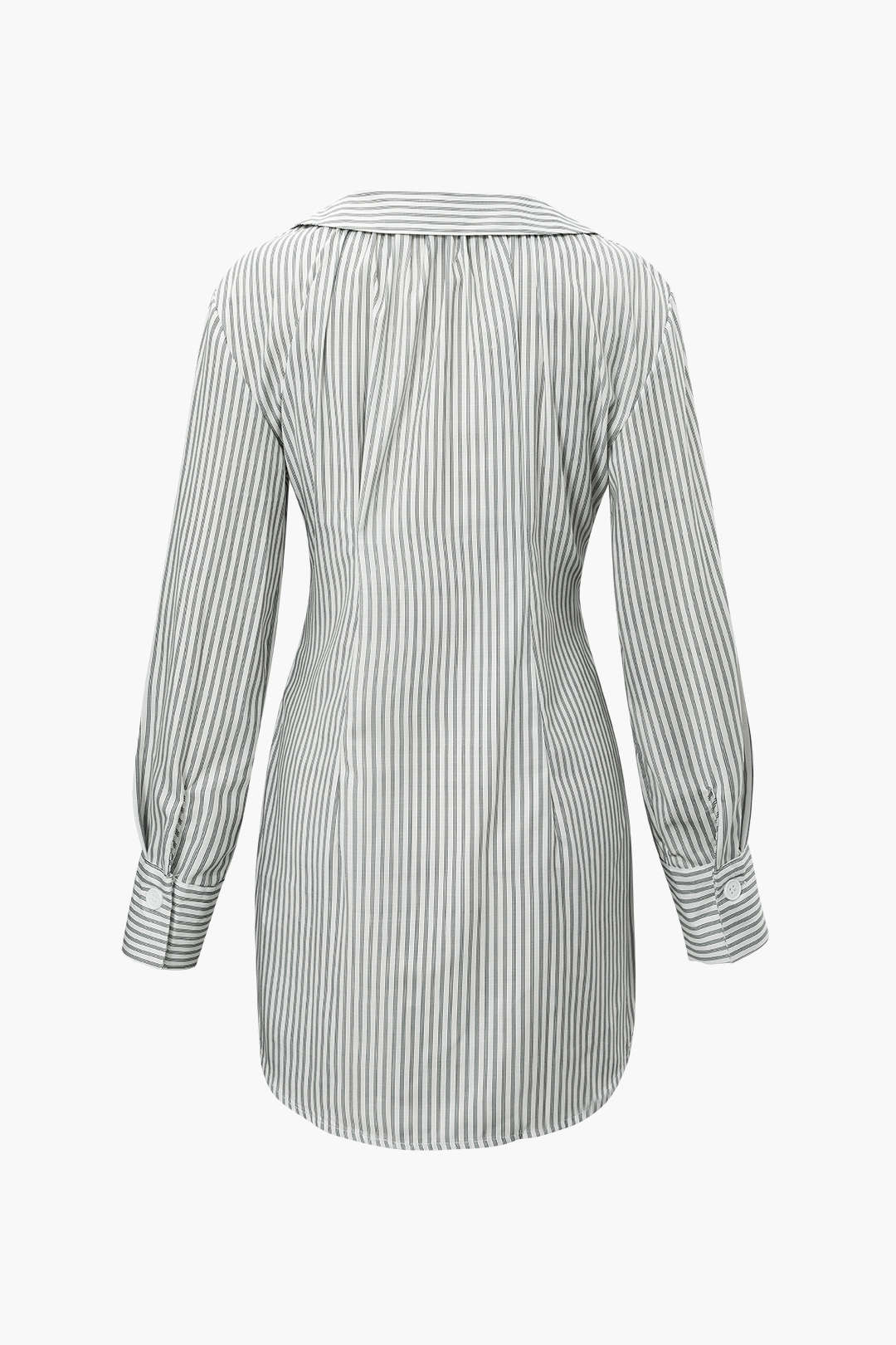 Vertical Stripe V-neck Collar Mini Dress