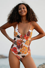 Floral Print Girly One Piece Swimwear