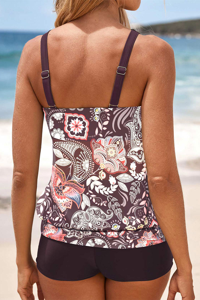 Patchwork Paisley Print Relaxed Tankini