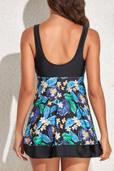 Floral Print Patchwork Modern Twisted Tankini & Shorts