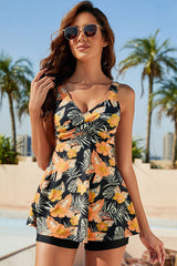 Natural Print Bright Draped Tankini