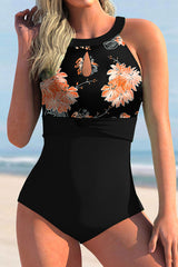 Natural Print Classic Backless One Piece Swimwear